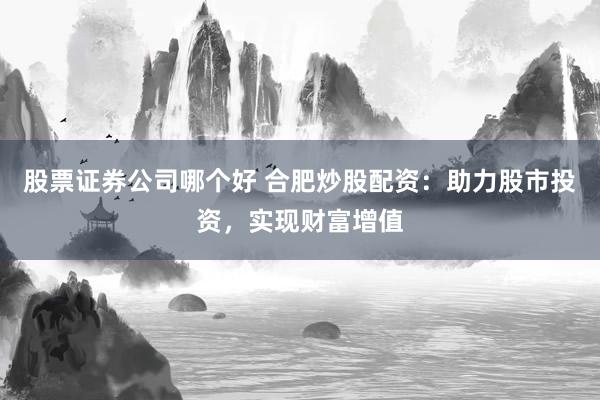 股票证券公司哪个好 合肥炒股配资：助力股市投资，实现财富增值